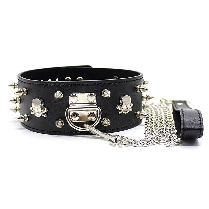 Flat Head Collar Lockable With Full Spikes - Anal Beads and Balls