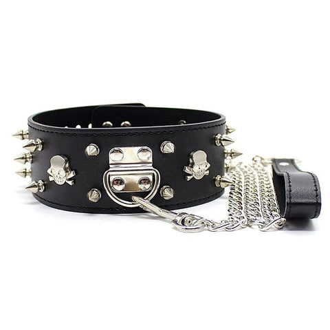 Flat Head Collar Lockable With Full Spikes - Anal Beads and Balls