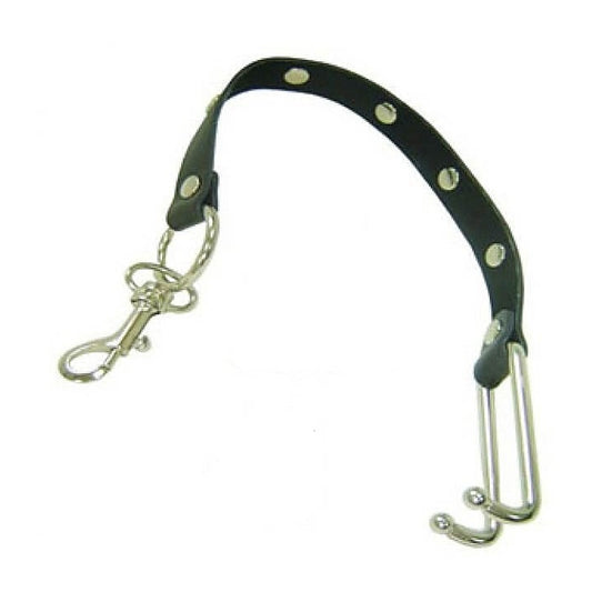 KinkyTime Metal Nose Hooks on Connectable Leather Lead - Cuffs and Restraints