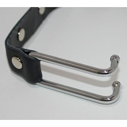 KinkyTime Metal Nose Hooks on Connectable Leather Lead - Cuffs and Restraints