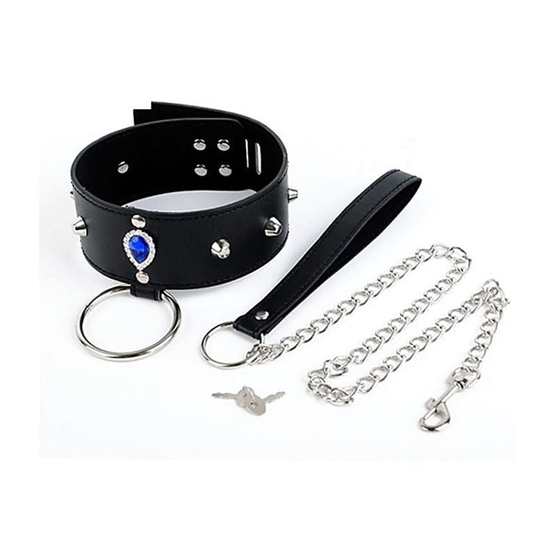 Blunt Spike Bondage Collar with Leash - Collars and Leads