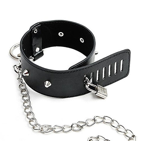 Blunt Spike Bondage Collar with Leash - Collars and Leads