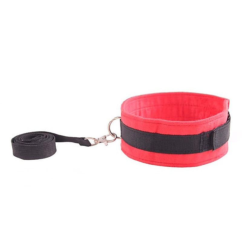 BDStyle RednBlack Velcro Collar & Removable Lead - Collars and Leads