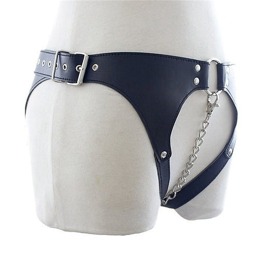 Leather & Bdsm Thong With Chain By Bdstyle - Male Chastity