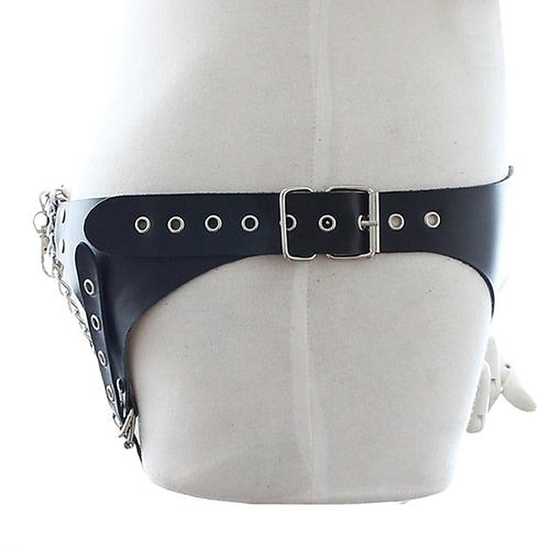 Leather & Bdsm Thong With Chain By Bdstyle - Male Chastity