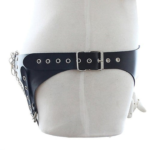Leather & Bdsm Thong With Chain By Bdstyle - Male Chastity