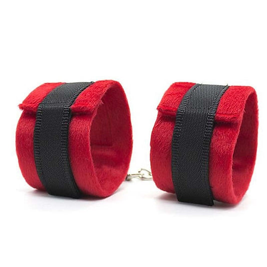 Downy Fetish Play Cuffs Black And Red - Fancy Dress Ups