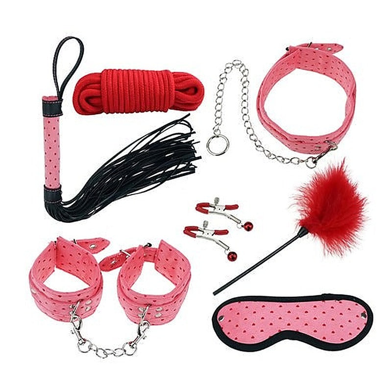 Plush Bdsm Bondage Kit - 7 Piece Sensual Set By Bdstyle - Bondage Kits