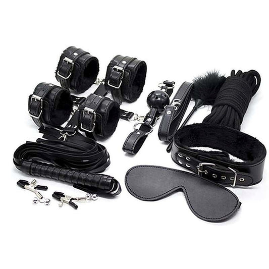 Hogtie Fur Lined Body Restraints Kit 10 Pcs - Bondage Kits