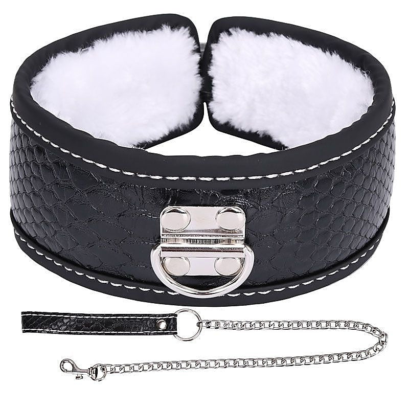 Colorful BDSM Collar With Lead - Steel Sex Toys