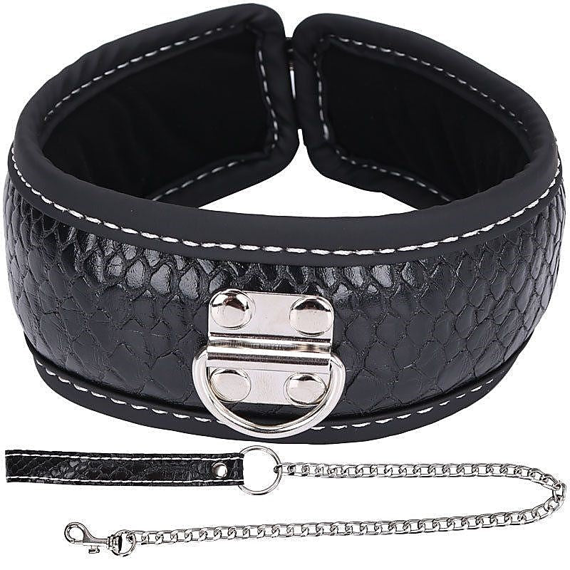 Colorful BDSM Collar With Lead - Steel Sex Toys