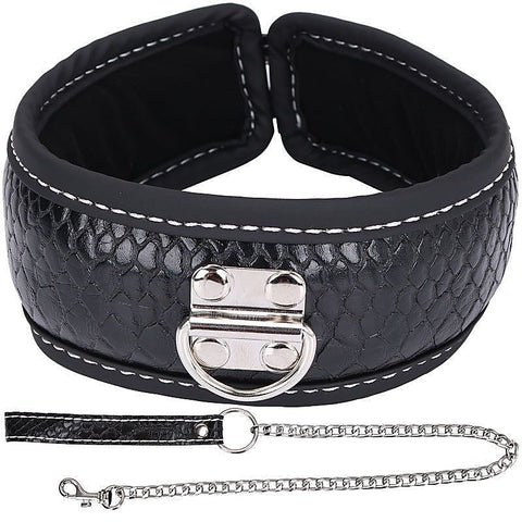 Colorful BDSM Collar With Lead - Steel Sex Toys