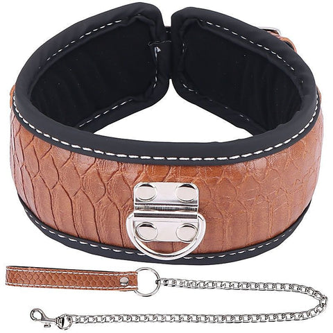 Colorful BDSM Collar With Lead - Steel Sex Toys