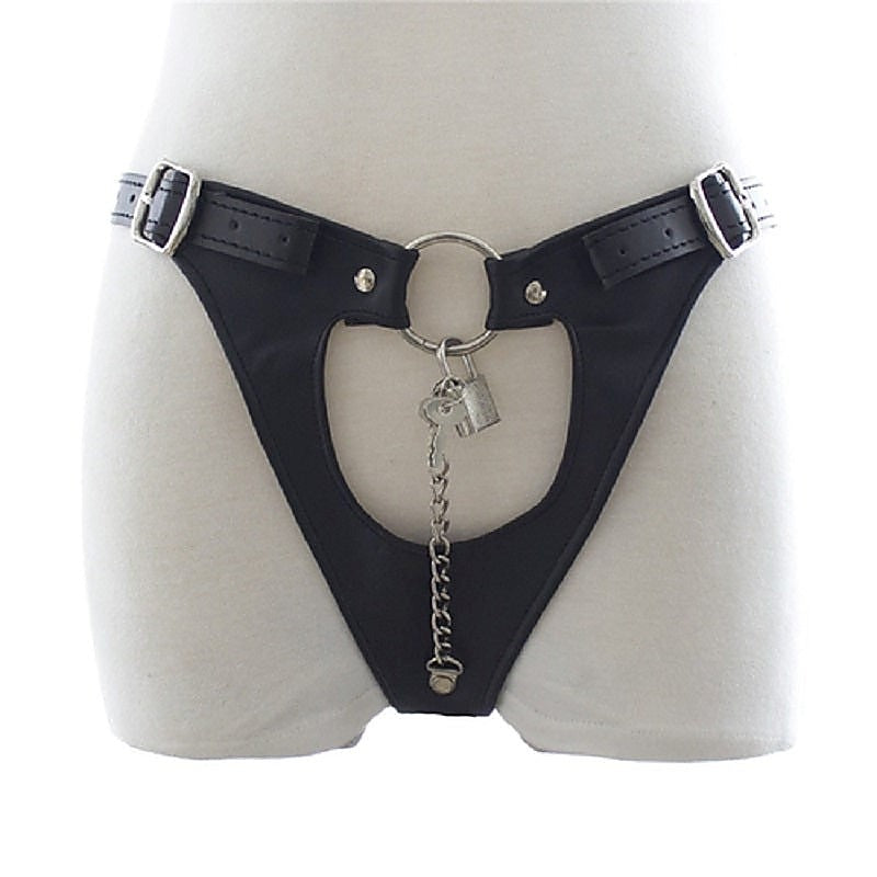 Womens Leather Chastity Thong By Bdstyle - Male Chastity