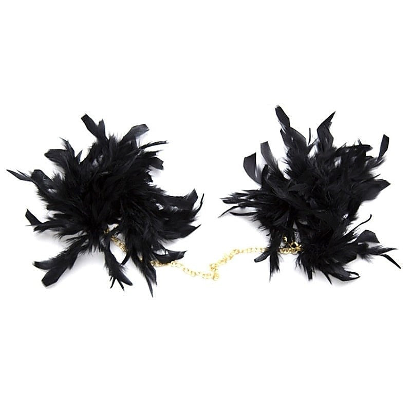 Feather Cuffs with Golden Chain - Cuffs and Restraints