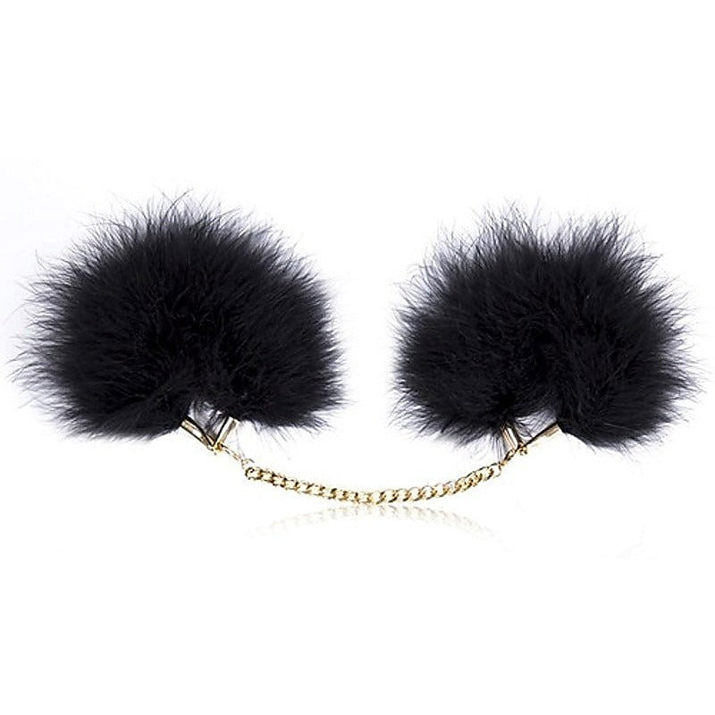 Fur Cuffs with Golden Chain - Cuffs and Restraints