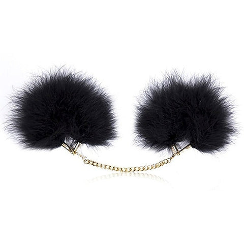 Fur Cuffs with Golden Chain - Cuffs and Restraints