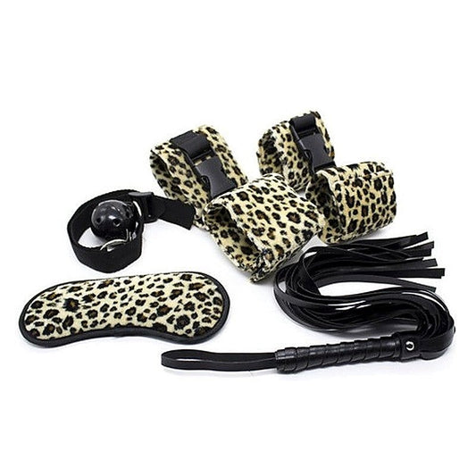 Leopard Print Soft Restraint Kit 5 piece - Bondage Kits