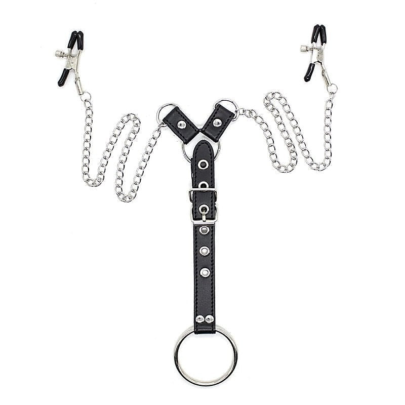 Penitentiary Nipple Clamps And Cock Ring Set By Xr Brands - Nipple and Clit Clamps