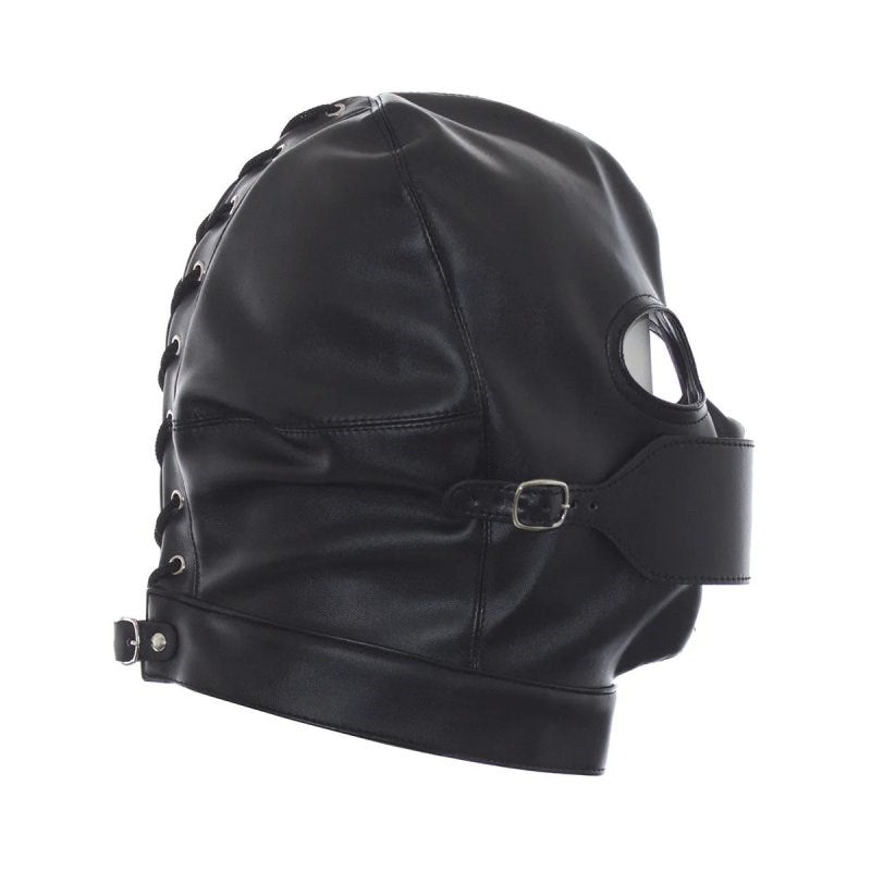 BDStyle Leather Hood Full Mask Eyes & Mouth Detachable - - Blindfolds And Masks