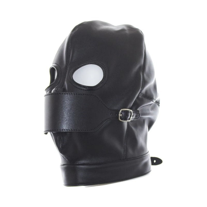 BDStyle Leather Hood Full Mask Eyes & Mouth Detachable - - Blindfolds And Masks