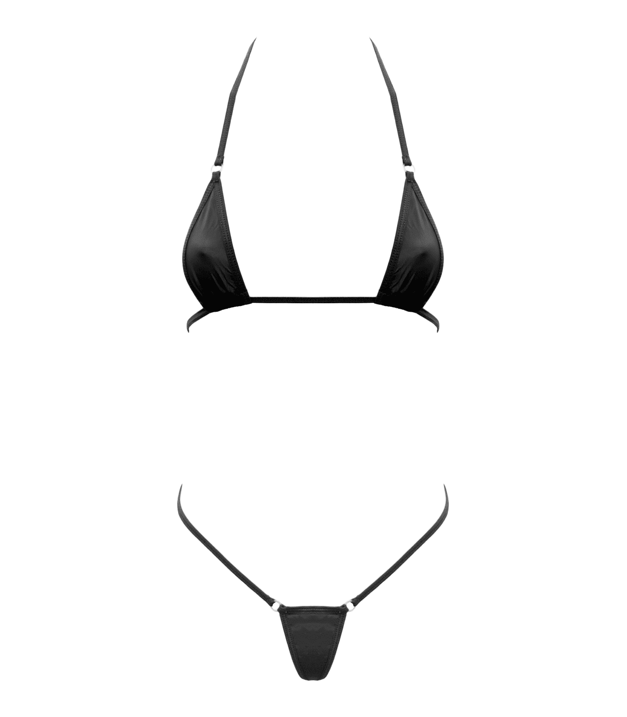 Love In Leather Spandex Fabric Womens Micro Bikini - Black - Bras and Bra Sets