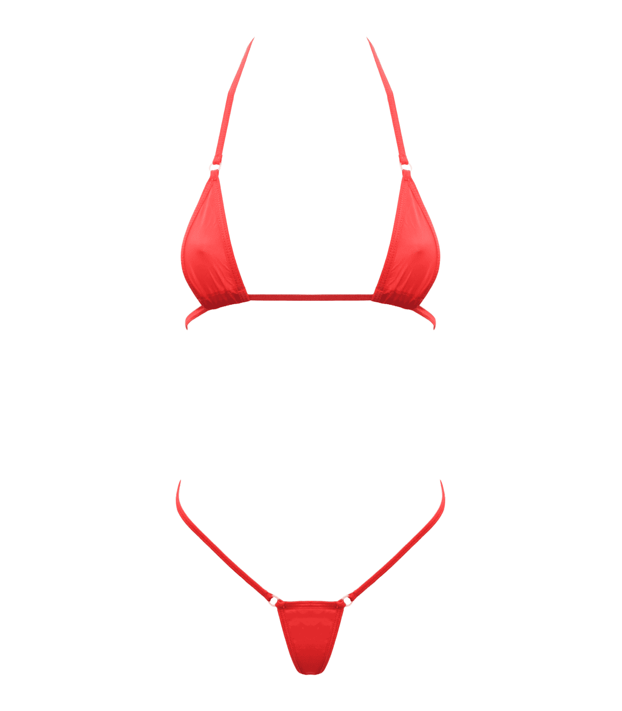 Love In Leather Spandex Fabric Womens Micro Bikini - Red - Bras and Bra Sets