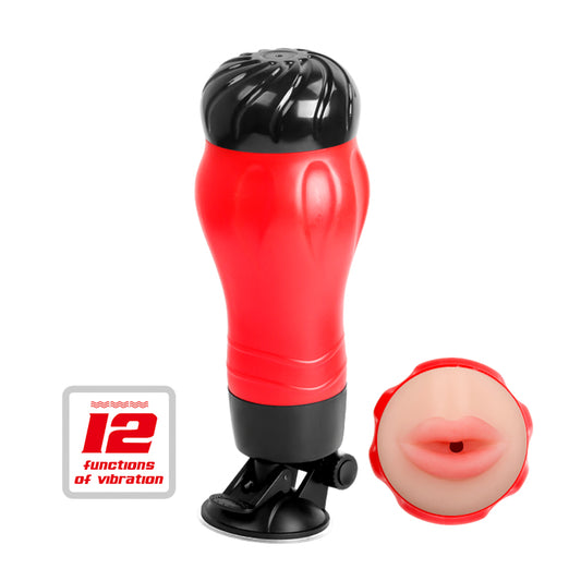 Baile Stroker Mouth Flora Red and Black Masturbator - Masturbators and Strokers