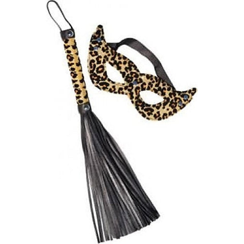 24 Karat Leopard Eye Mask And Whip By California Exotics - Masks And Blindfolds