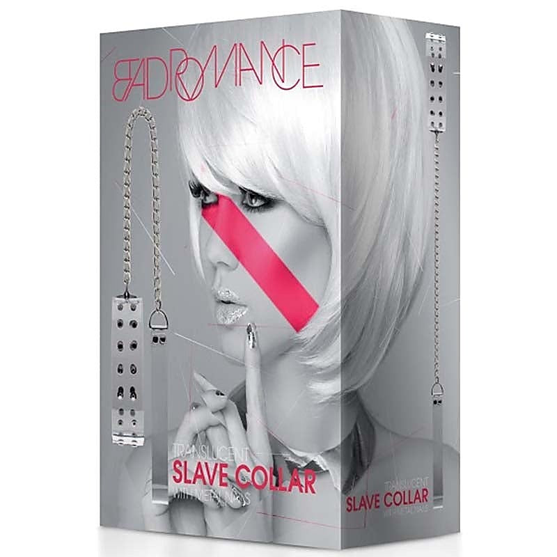 Bad Romance Translucent Slave Collar with Metal Nails - Collars and Leads