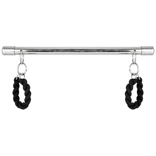 OUCH! Deluxe Chrome-Plated Steel Suspension Bar with 2 Cuffs - Spreaders and Hangers