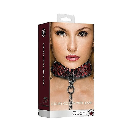 Ouch! Luxury Collar with Leash - Masks And Blindfolds