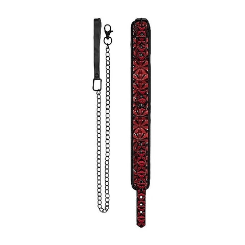 Ouch! Luxury Collar with Leash by Shots Toys - Masks And Blindfolds