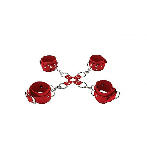 Ouch! Leather Hand And Leg Cuffs By Shots Toys - Waterproof Vibrators
