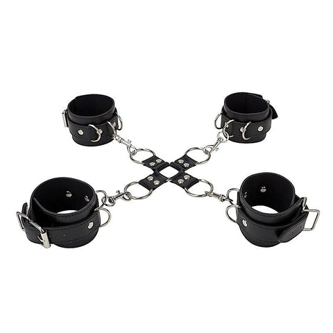 Ouch! Leather Hand And Leg Cuffs By Shots Toys - Waterproof Vibrators