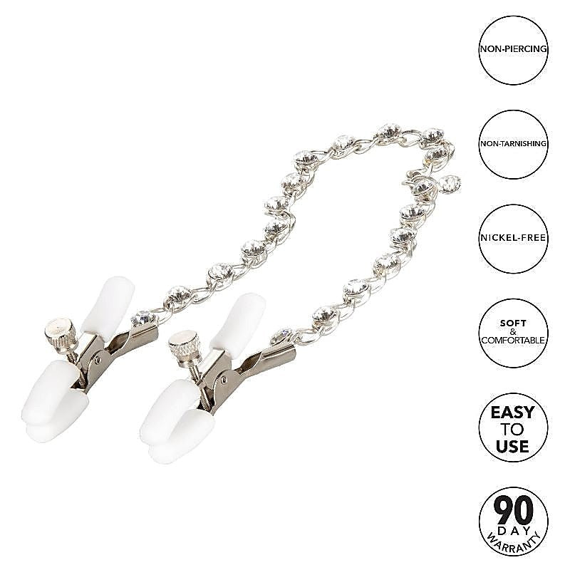 Nipple Play Crystal Chain Nipple Clamps - Nipple and Clit Clamps