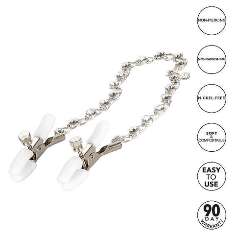 Nipple Play Crystal Chain Nipple Clamps - Nipple and Clit Clamps