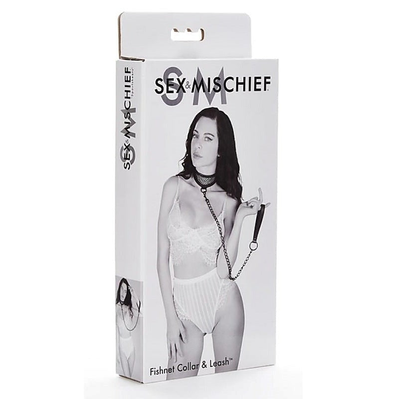Fetish-Inspired Fishnet Collar and Leash Set - Collars and Leads