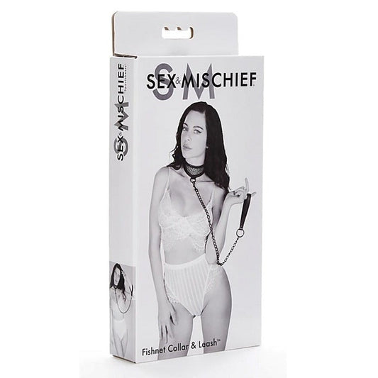 Sportsheets Fetish-Inspired Fishnet Collar and Leash Set - Collars and Leads