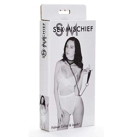 Fetish-Inspired Fishnet Collar and Leash Set - Collars and Leads