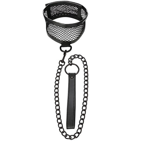 Fetish-Inspired Fishnet Collar and Leash Set - Collars and Leads