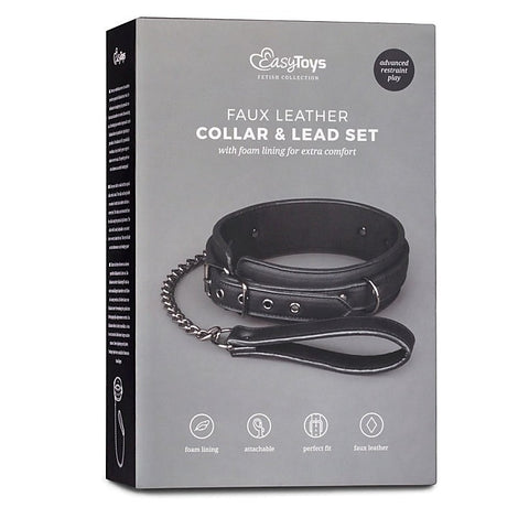 Easytoys Fetish Collar with Leash - Collars and Leads