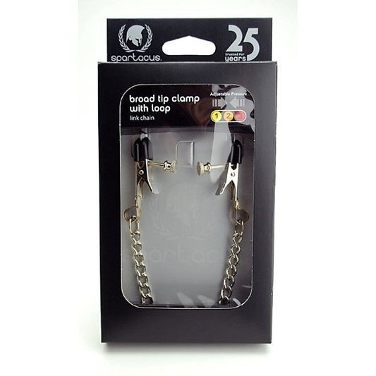 Spartacus Adjustable Broad Tip Clamps with Loop Link Chain - Breast and Nipple Toys