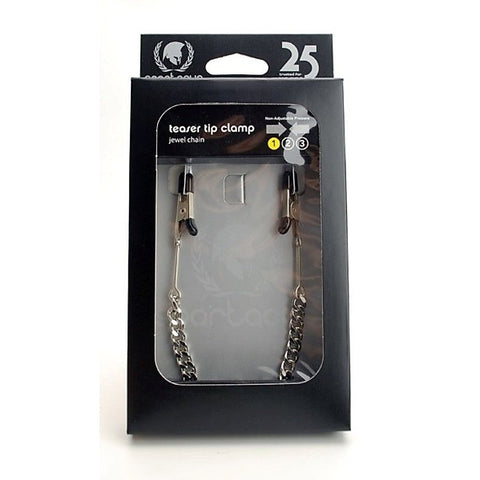 Endurance Teaser Tip Clamps With Jewel Chain By Spartacus - Breast and Nipple Toys