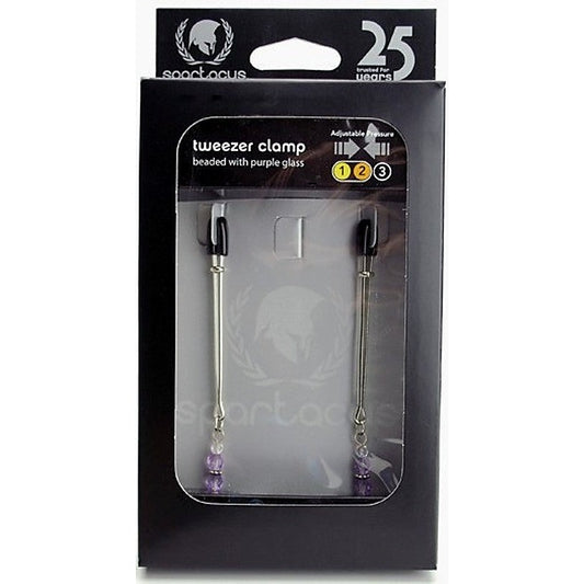 Spartacus Adjustable Tweezer Clamps with Beaded Glass - Luxury Sex Toys