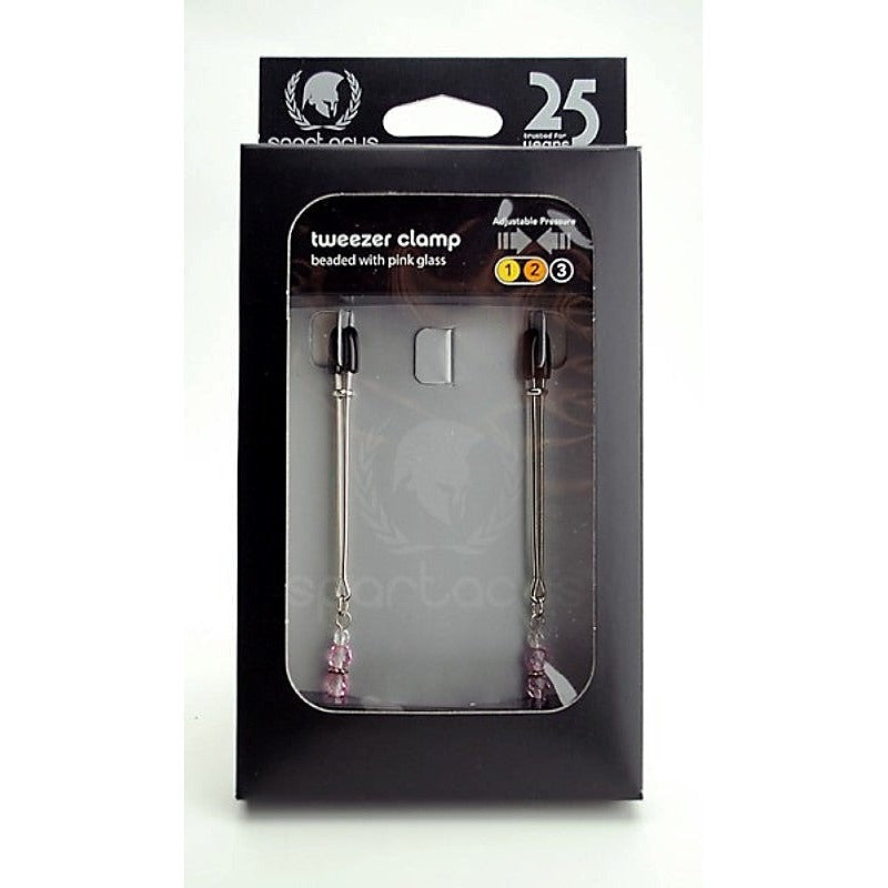 Adjustable Tweezer Clamps With Beaded Glass By Spartacus - Luxury Sex Toys