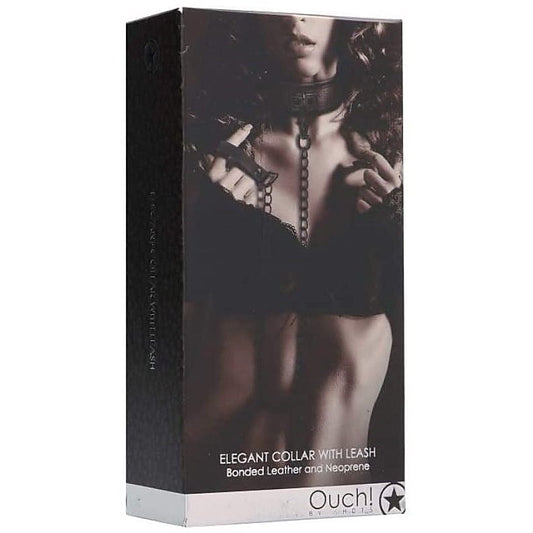 Ouch! Elegant BDSM Play Collar with Leash - Collars and Leads