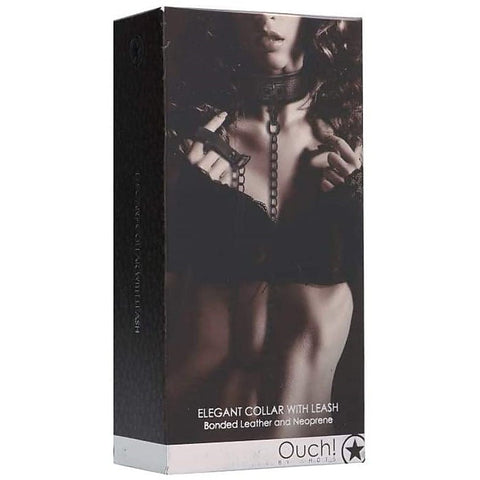 Ouch! Elegant BDSM Play Collar with Leash by Shots Toys - Collars and Leads