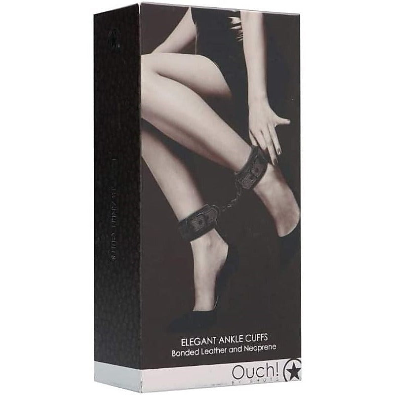 Ouch! Elegant BDSM Play Ankle Cuffs by Shots Toys - Cuffs and Restraints