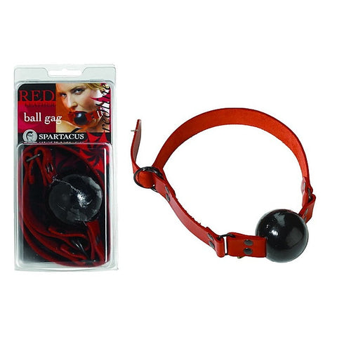 Spartacus Red Rubber Ball Gag with D Ring Closure Large